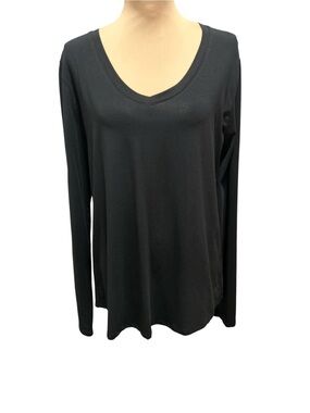 American Tall Women’s Black V-Neck Long Sleeve T-shirt Size Large Tall Stretch.